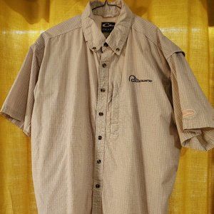 Drake Waterfowl Peach & Gray Plaid with DU Logo